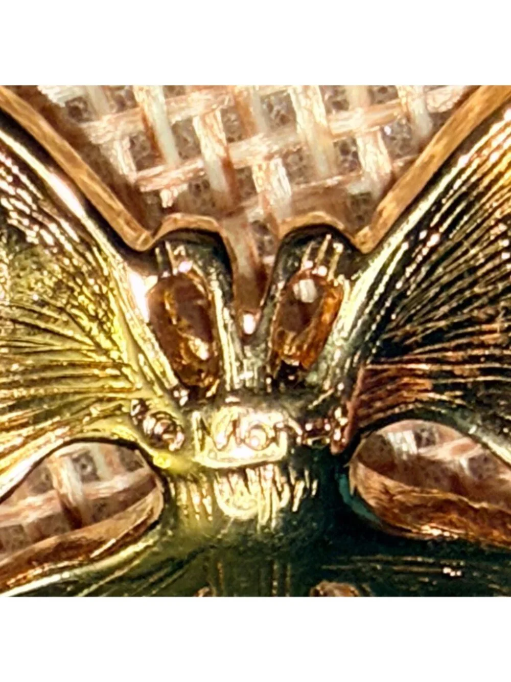 Vintage Monet Gold Tone Butterfly Brooch Clear Rhinestone Signed Romantic Pin